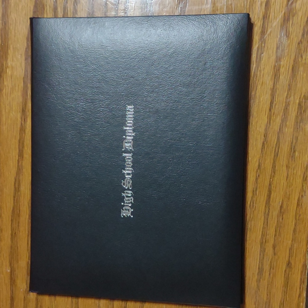 High School Diploma case book booklet cover black silver engraving 6.5"x8.5" NEW